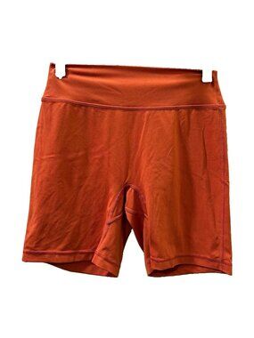 Tom Tiger Women Orange Biker Shorts Size S 5”Inseam Pull On Compression Stretch